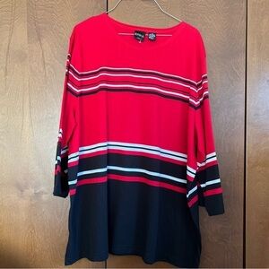 Erika Ted, White and Black Striped Tunic NWOT 2X